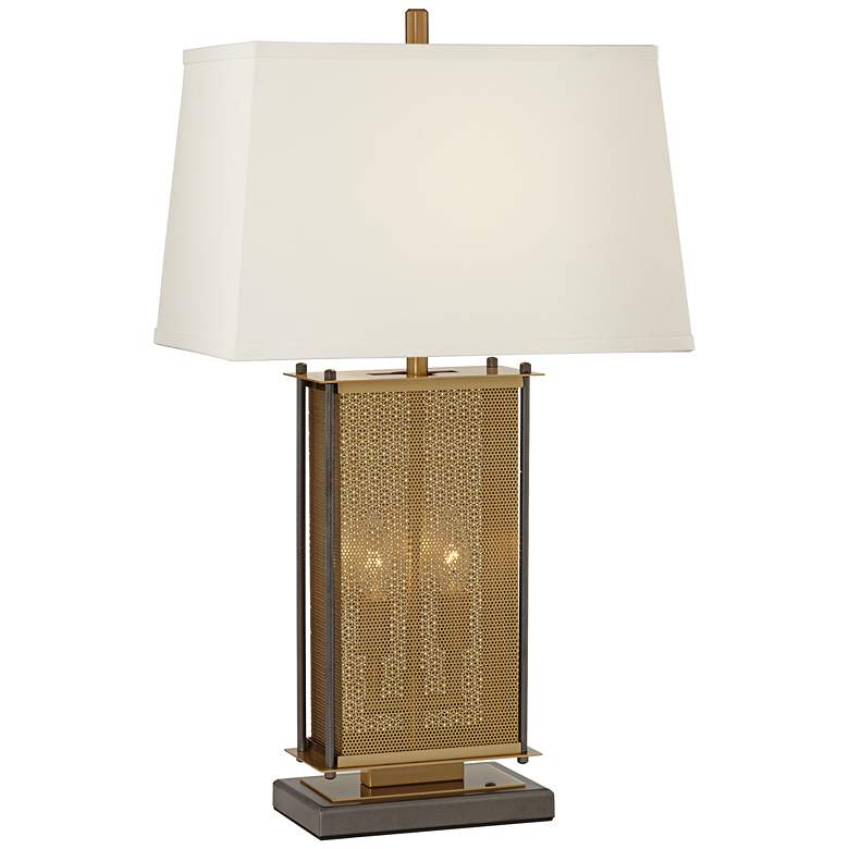 Image 1 9D153 - Antique Brass Table Lamp with Nightlights