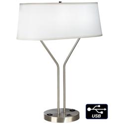 9F113 - Brushed Nickel Double Bar Work Station Table Lamp