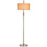 9F217 - Brushed Nickel/Steel Floor Lamp w/Burnt Orange Shade