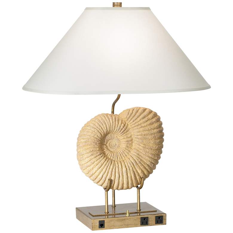 Image 1 9F278 - Ammonite Peach Rose and Gold Work Station Table Lamp