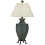 9F307 - Forest Green and Dark Rust Sculpted Table Lamp