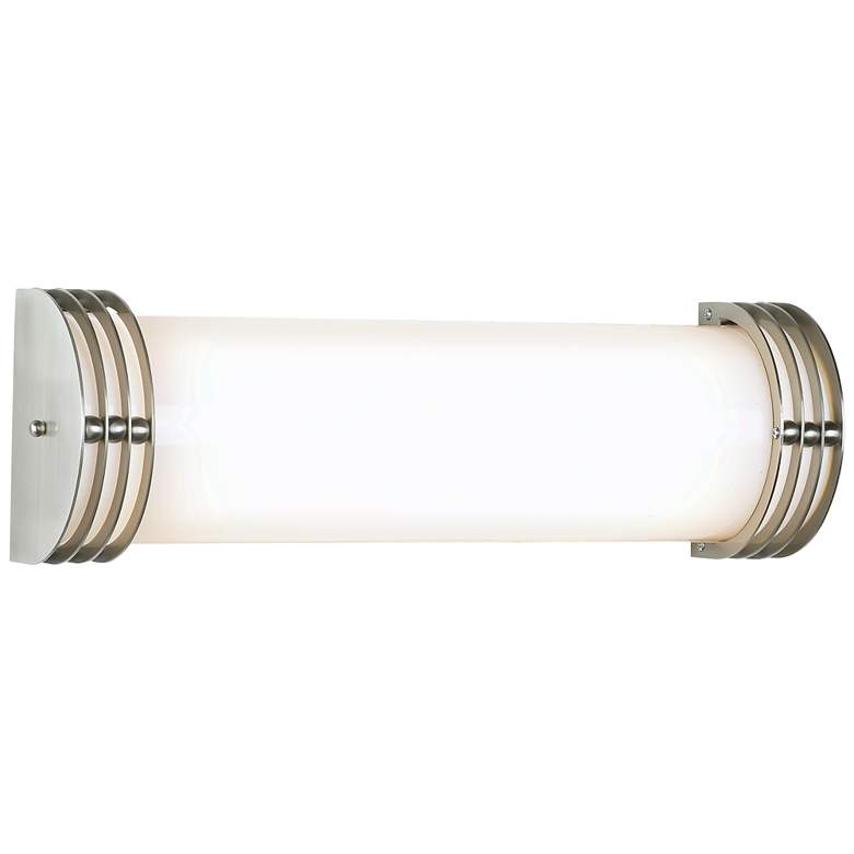 Image 1 9F358 - Brushed Nickel Metal and Frosted Acrylic Bath Light