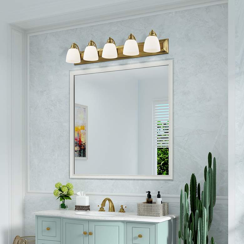 Image 1 Springfield 36" Wide Antique Brass 5-Light Vanity Bath Light in scene