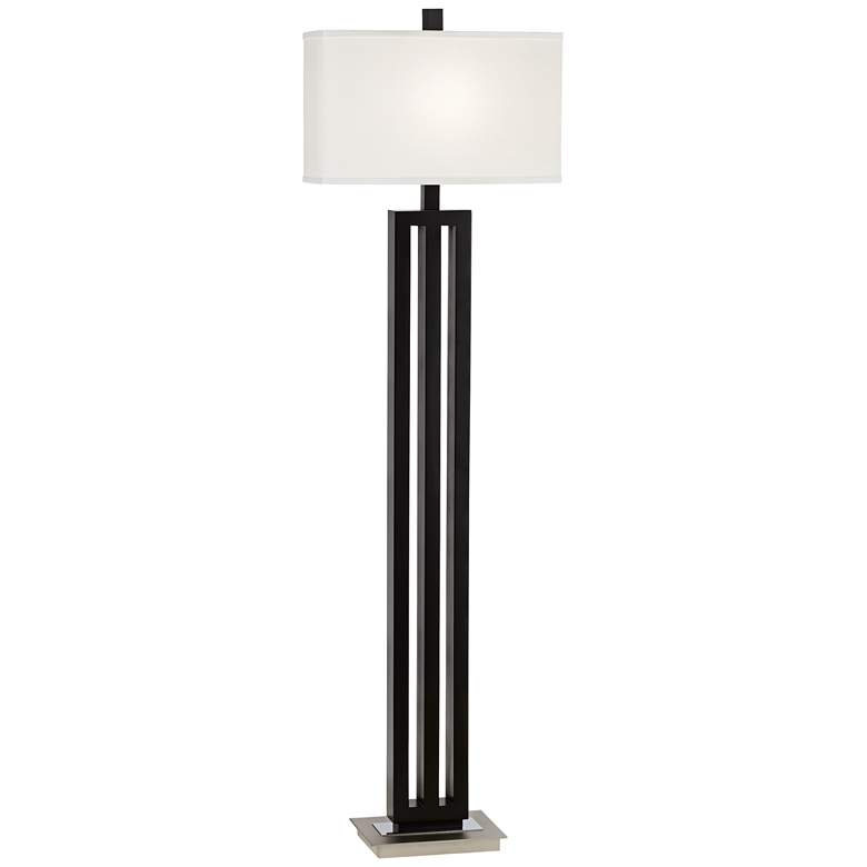 Image 1 9G233 - Espresso and Brushed Nickel Wood Cutout Floor Lamp