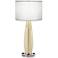 9G560 - Polished Nickel and White Table Lamp with Outlets