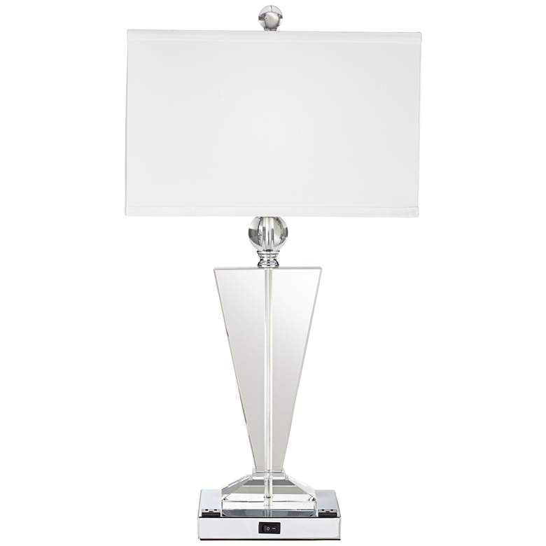 Image 1 9G600 - Brushed Nickel and Crystal Table Lamp w/ Workstation