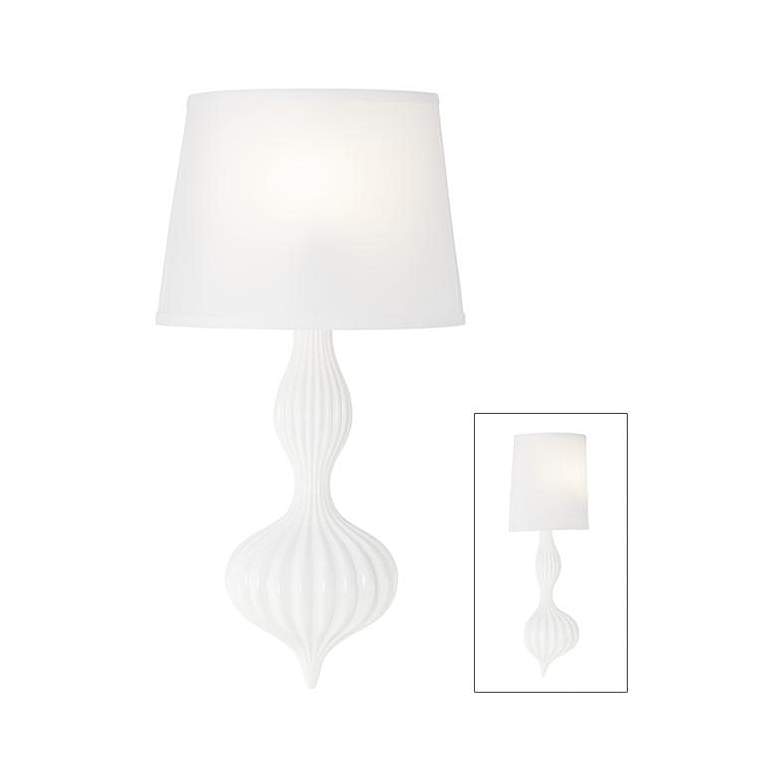 Image 1 9G629 - Glossy White Wavy Textured Wall Sconce