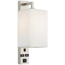9G692 - Headboard Mount Satin Nickel Pendant With USB/Outlet