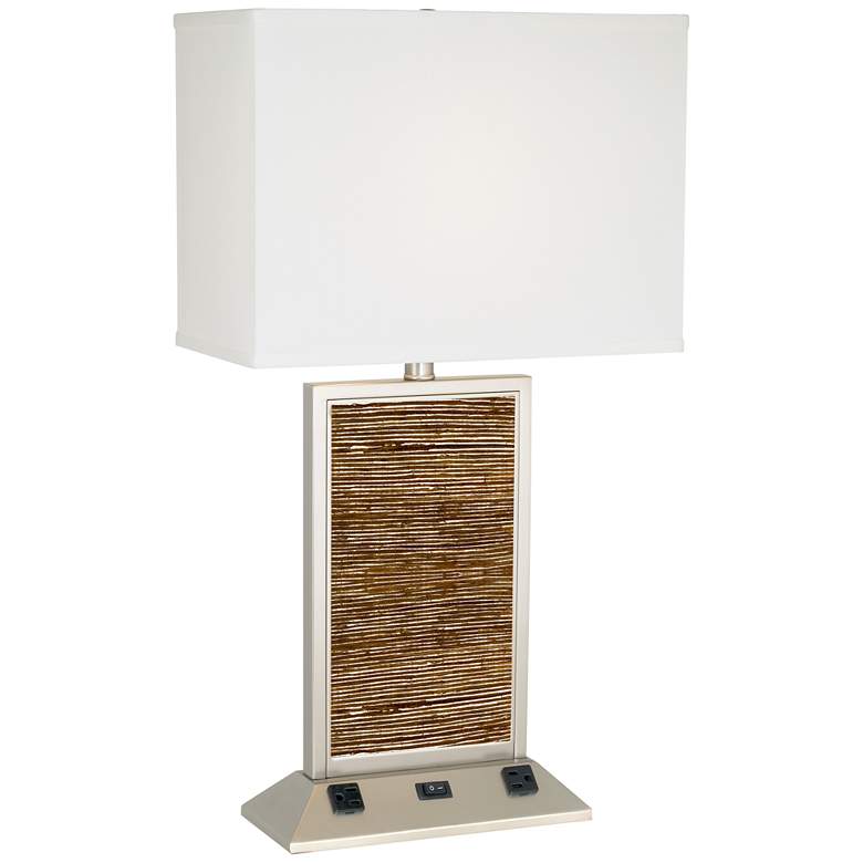 Image 1 9G705 - Banana Fiber Table Lamp with Outlets