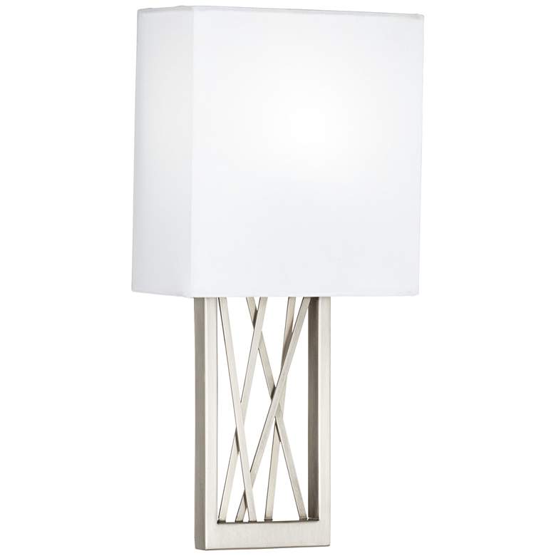 Image 1 9G718 - Brushed Steel Metal Wall Sconce with X Motif