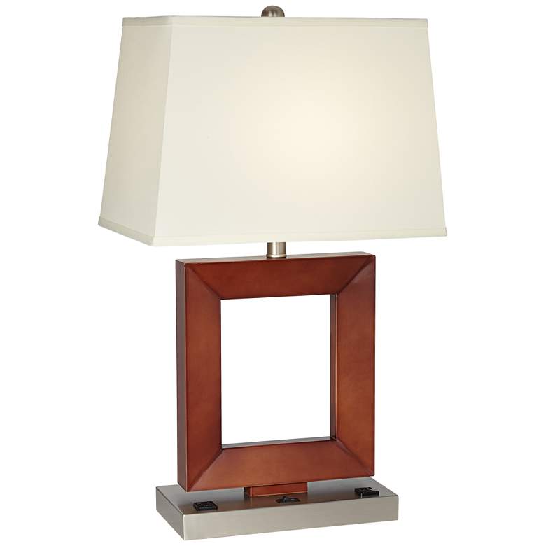 Image 1 9G730 - Dark Walnut and Brushed Steel Table Lamp