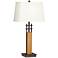 9G810 - 24"H Dark Rust and Wood Table Lamp w/Outlet