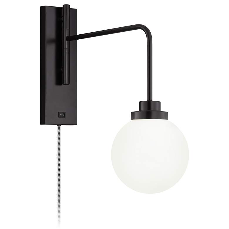 Image 1 9M741 - 19 inch Wall Mount Black Pendant With Glass Ball