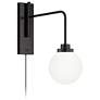 9M741 - 19" Wall Mount Black Pendant With Glass Ball