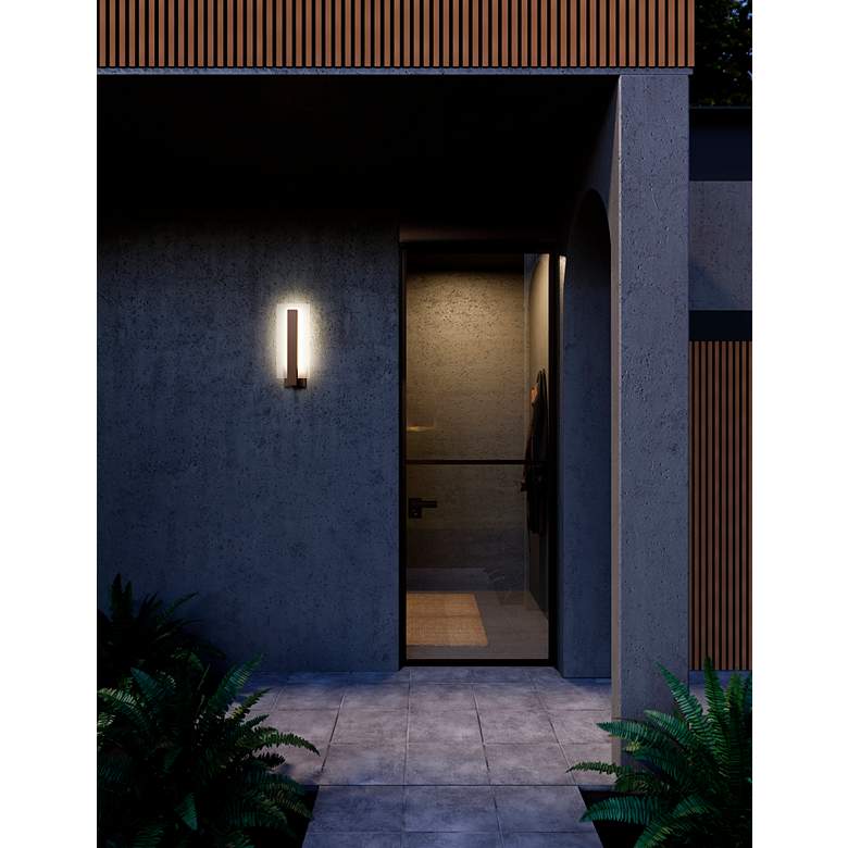 Image 1 Midtown 18 inch High Textured Bronze Outdoor LED Wall Light in scene