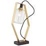 9P569 - Metal and Glass Shade Desk Lamp w/ Power Outlets