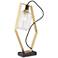9P569 - Metal and Glass Shade Desk Lamp w/ Power Outlets