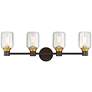 9P571 - Wall Sconce with 4 Seeded Glass Shades