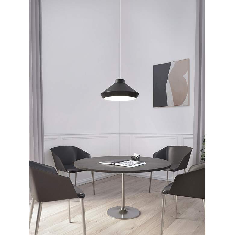 Image 1 Sonneman Koma 15" Wide Satin Black Pendant Light in scene