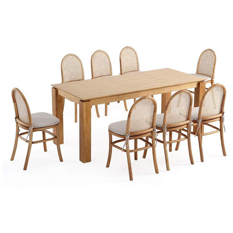 Image 1 9pc Rockaway 70.86 Dining Set in Nature with 8 Paragon 1.0 Dining Chairs