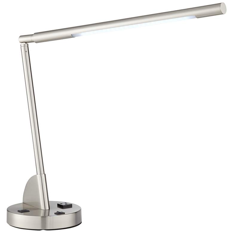 Image 1 9Y509 - Brushed Nickel/Steel LED Desk Lamp w/ Workstation