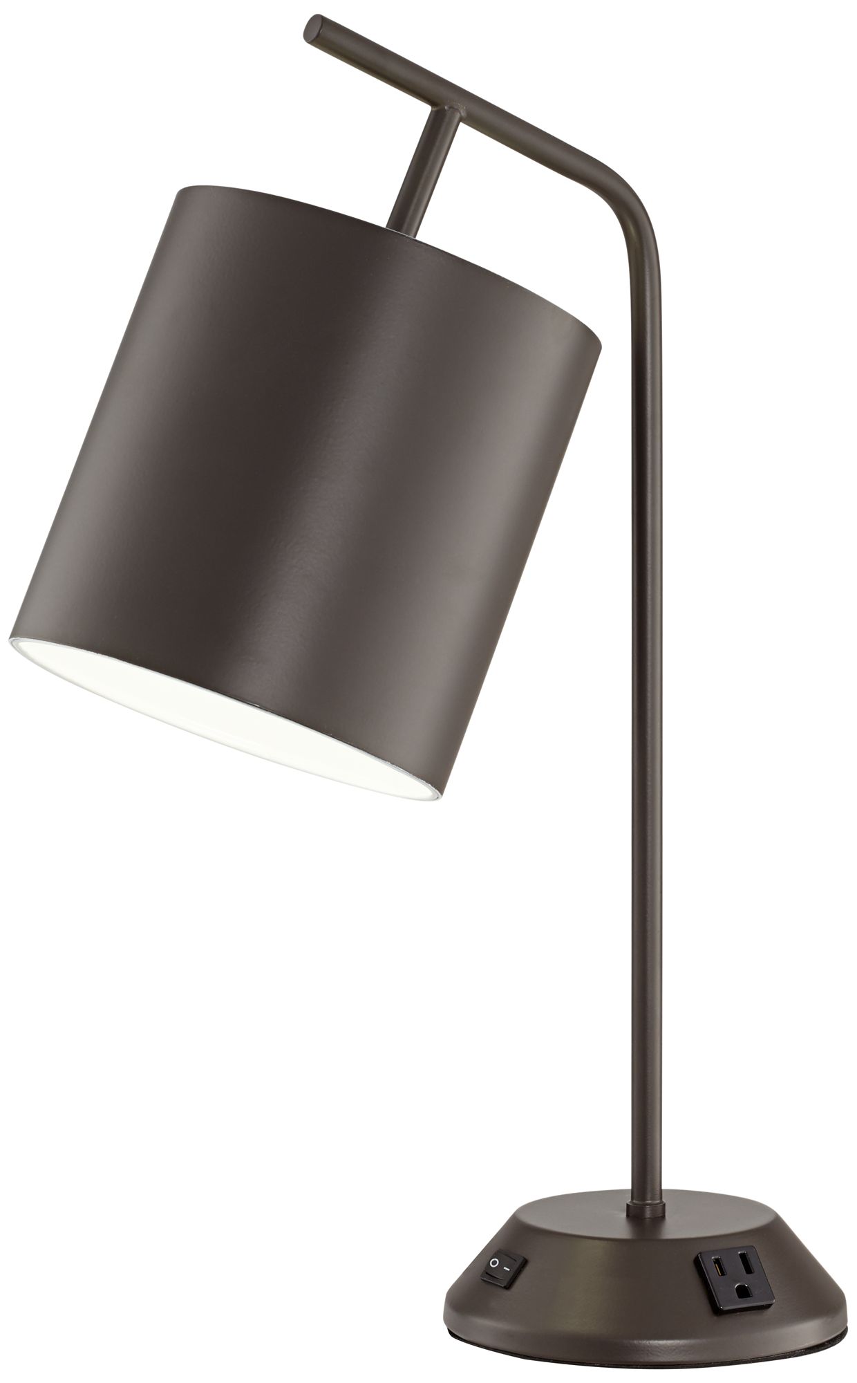 9Y643 - Dark Bronze Metal Table Lamp with Outlet
