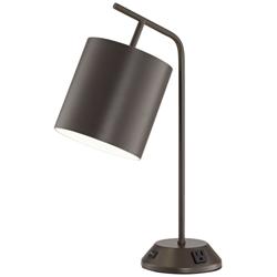 9Y643 - Dark Bronze Metal Table Lamp with Outlet