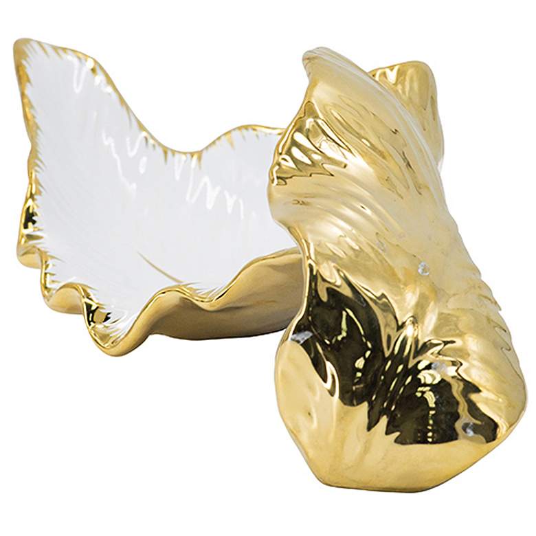 Image 7 A & B Home 15 1/2" Twisted Leaf White Gold Ceramic Table Accent more views