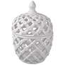 A &amp; B Home Ballas 11 1/2" High White Open Weave Ceramic Lidded Jar