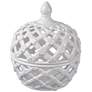 A &amp; B Home Ballas 9 1/2" High White Open Weave Ceramic Lidded Jar