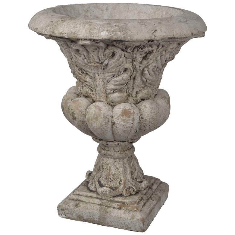 Image 1 A & B Home Danna 12" High Weathered Concrete Garden Urn Planter