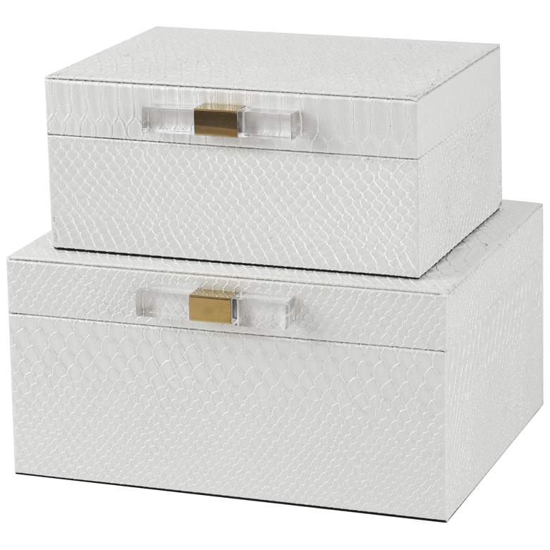 Image 1 A &amp; B Home Helga 8 inch Wide White Accent Boxes