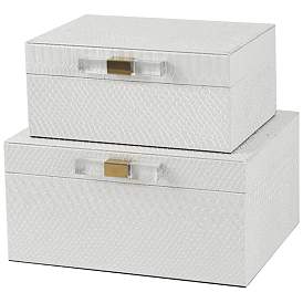 Image1 of A & B Home Helga 8" Wide White Accent Boxes