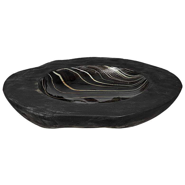 Image 1 A&B Home 11.8" Wide Black Teak Wood Decorative Bowl