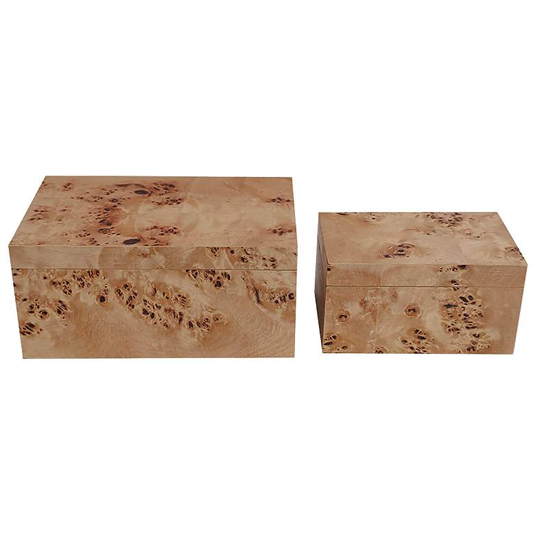Image 1 A&B Home Brown Burl Wood Storage Boxes Set of 2