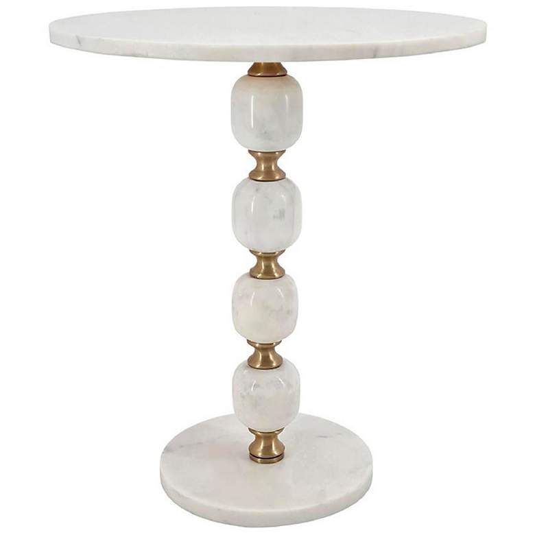 Image 2 A&B Home Round Marble Side Table 15" x 15" x 19.1" Gold/White