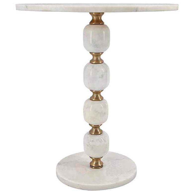 Image 3 A&B Home Round Marble Side Table 15" x 15" x 19.1" Gold/White more views