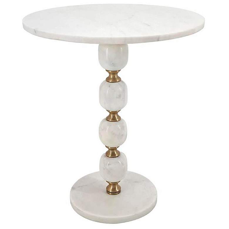 Image 4 A&B Home Round Marble Side Table 15" x 15" x 19.1" Gold/White more views