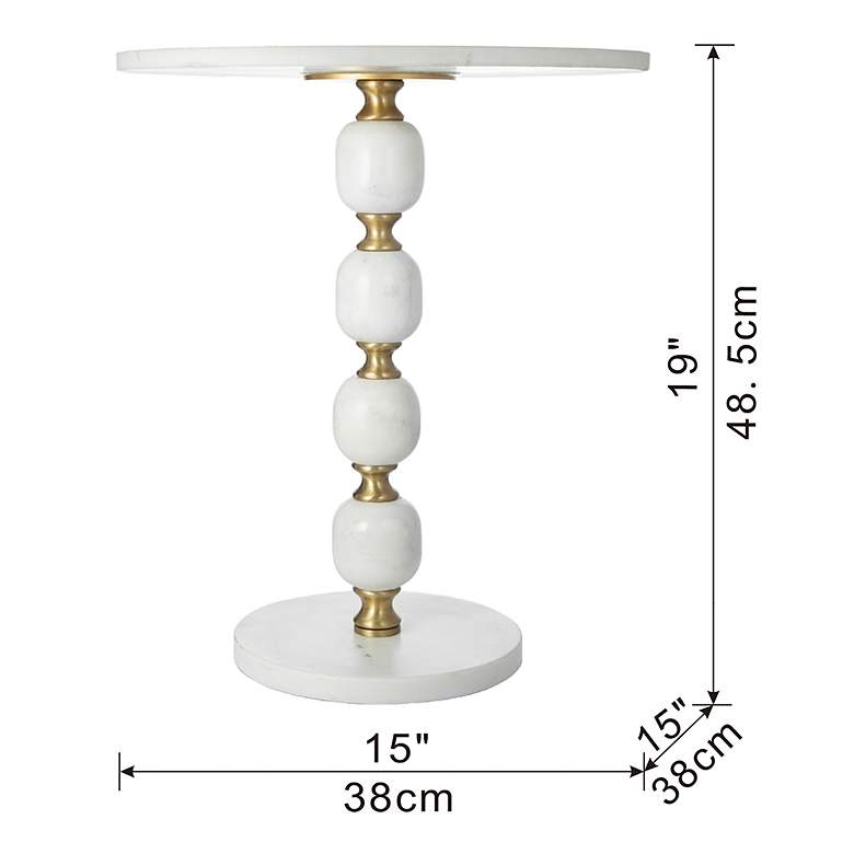 Image 6 A&B Home Round Marble Side Table 15" x 15" x 19.1" Gold/White more views