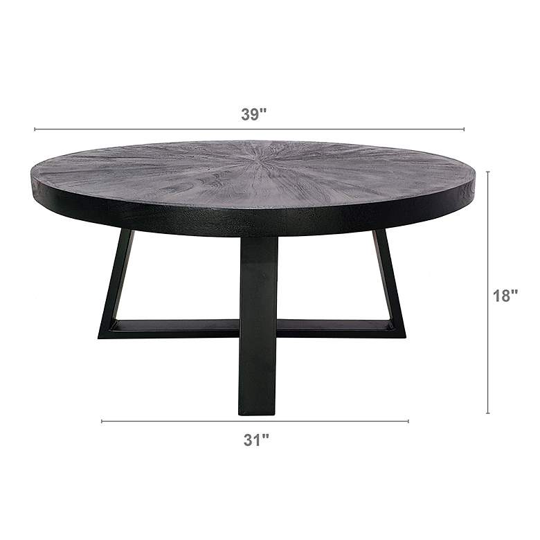 Image 7 A&B Home Wooden Round Coffee Table 39.4"x39.4x17.7" Black more views