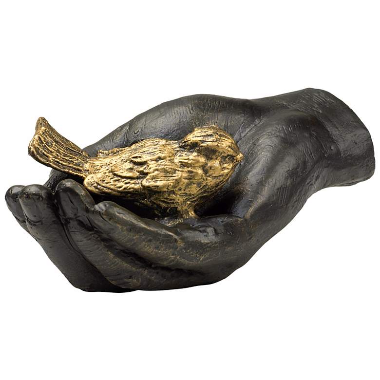 Image 1 A Bird in the Hand 7 inch Wide Iron and Bronze Sculpture
