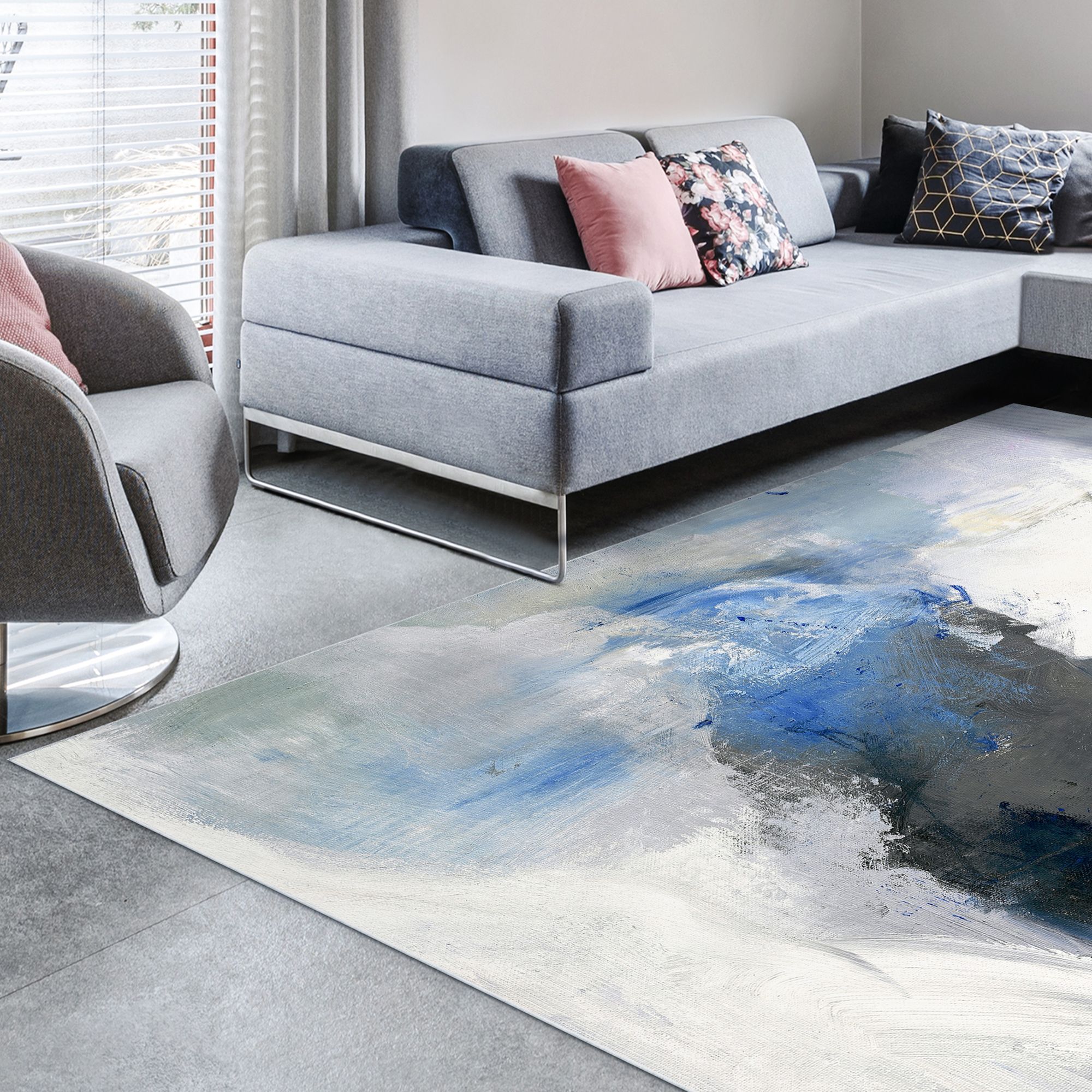 Image 5 A New Dawn Washable Abstract Art Area Rug size 8'x10' more views