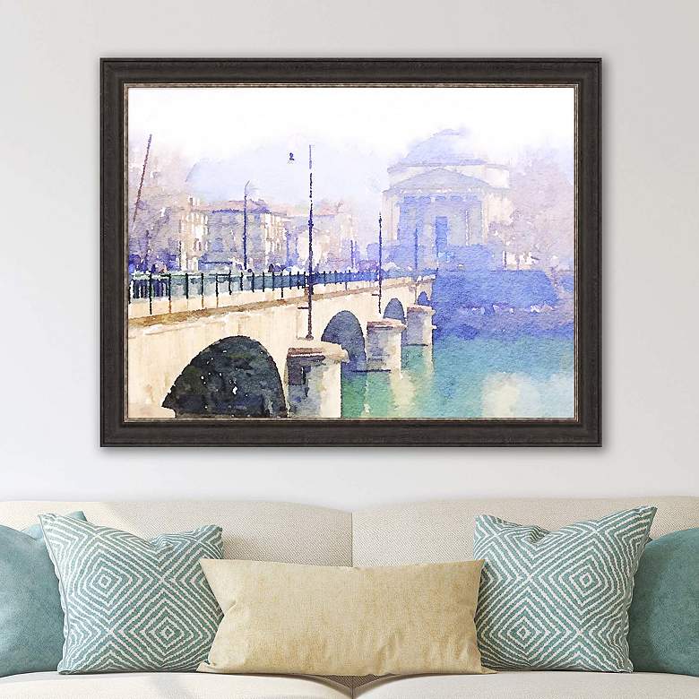 Image 1 A Stroll in Fierenze 46"W Rectangular Framed Giclee Wall Art