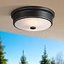 1_Aabria 11 3/4" Wide Black and Outdoor Flush Ceiling Light