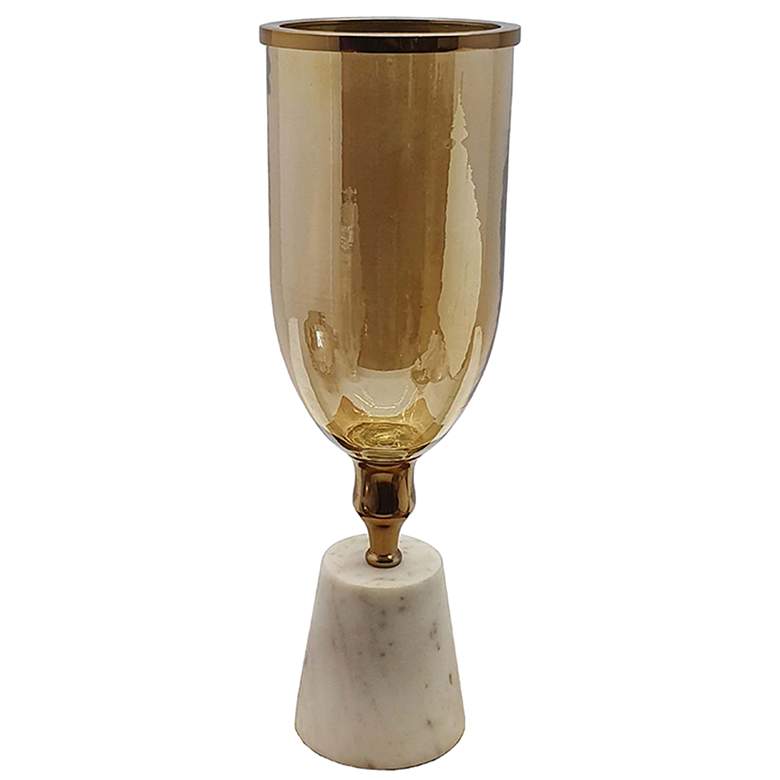 Image 1 A&B Home 15.5"H Gold Glass Vase With Marble Base