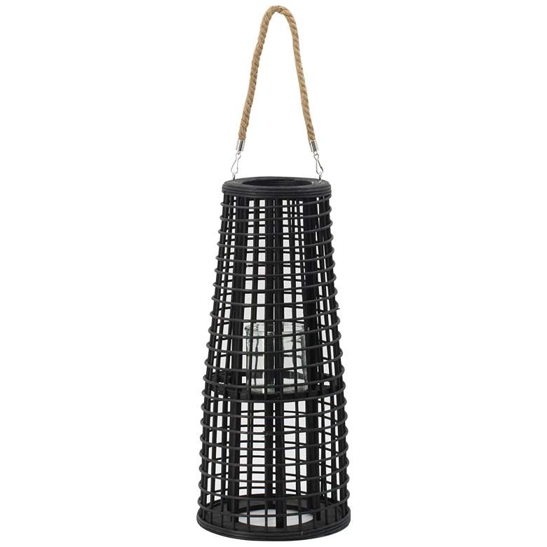 Image 1 A&B Home 21" High Black Rattan Lantern