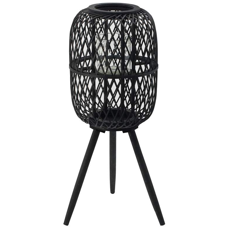 Image 1 A&B Home 30" High Black Bamboo Lantern