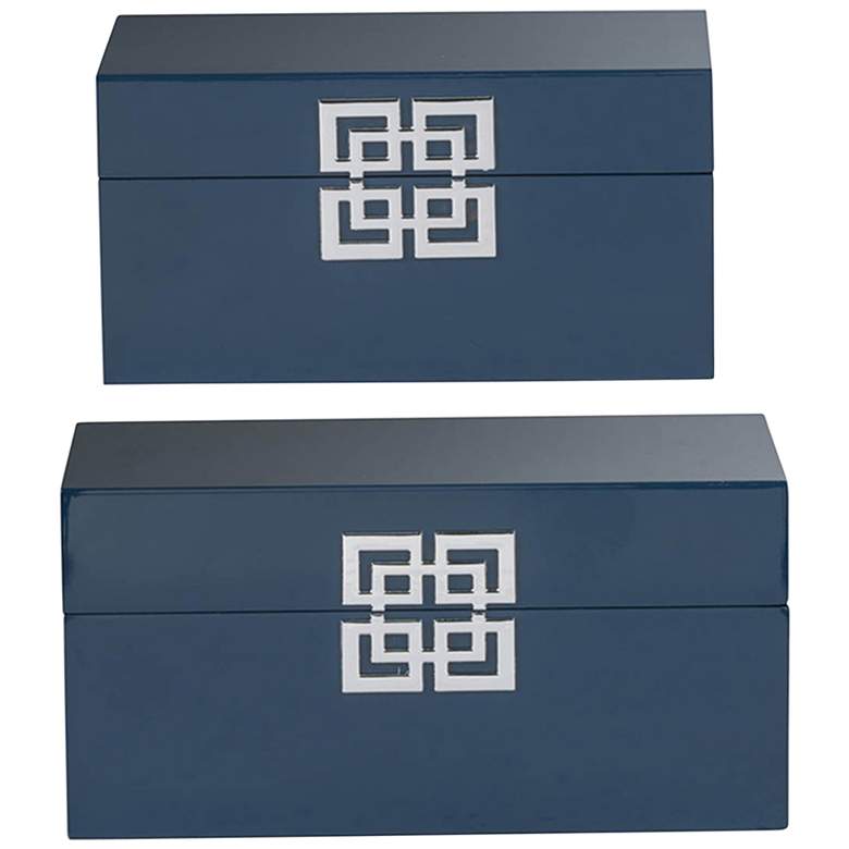 Image 1 A&B Home Demi Blue Rectangular Decorative Boxes Set of 2