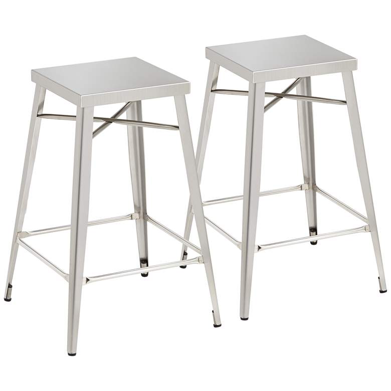 Image 1 Aaron 26 inch Stainless Steel Counter Stools Set of 2