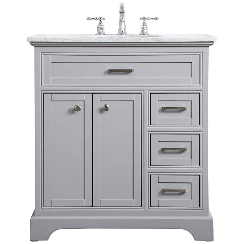 Image 2 Aaron 32" Wide Gray 3-Drawer Single Sink Bathroom Vanity